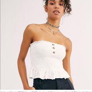 We The Free White Strapless Crop Top Size L